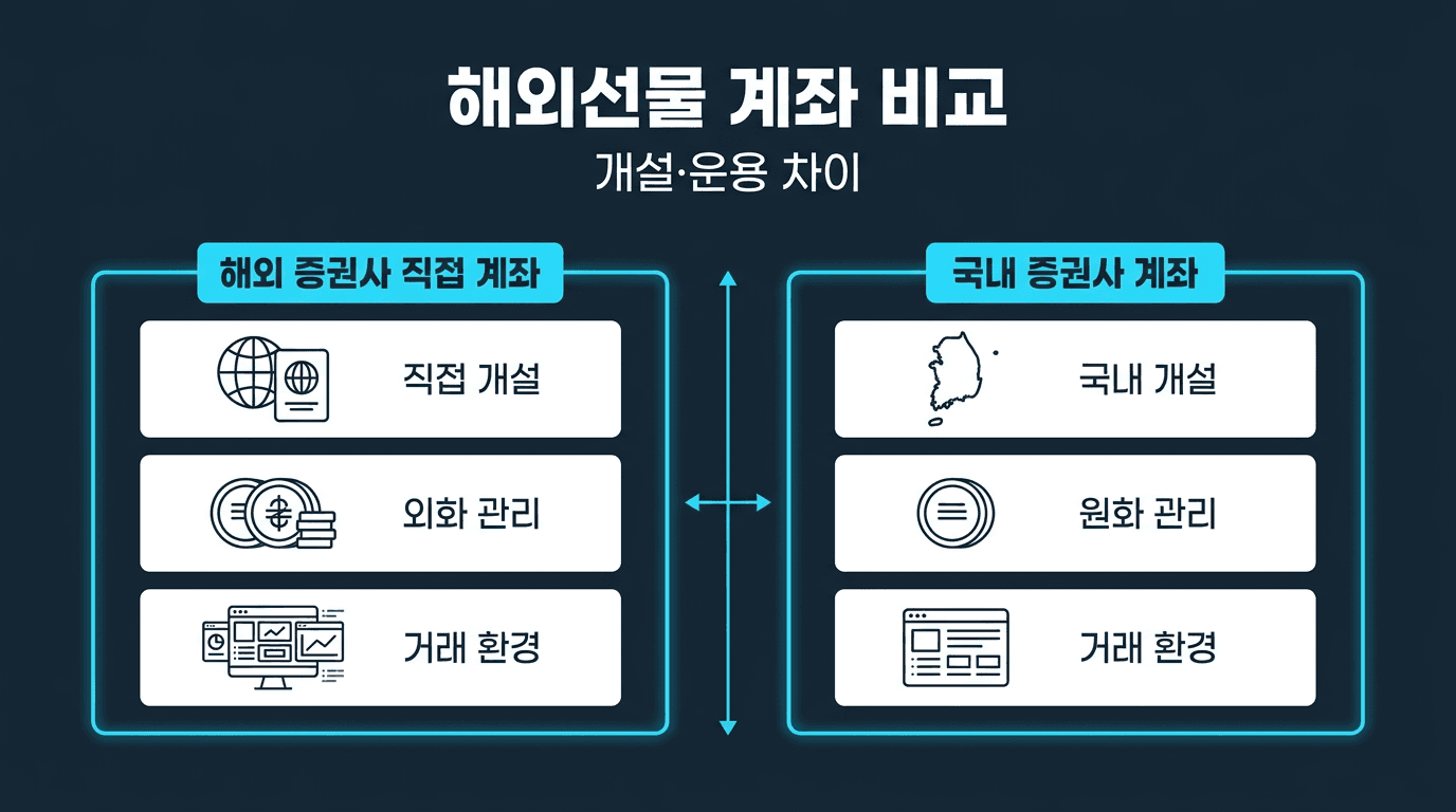 해외선물 실계정 해외 증권사 직접 계좌와 국내 증권사 계좌 차이