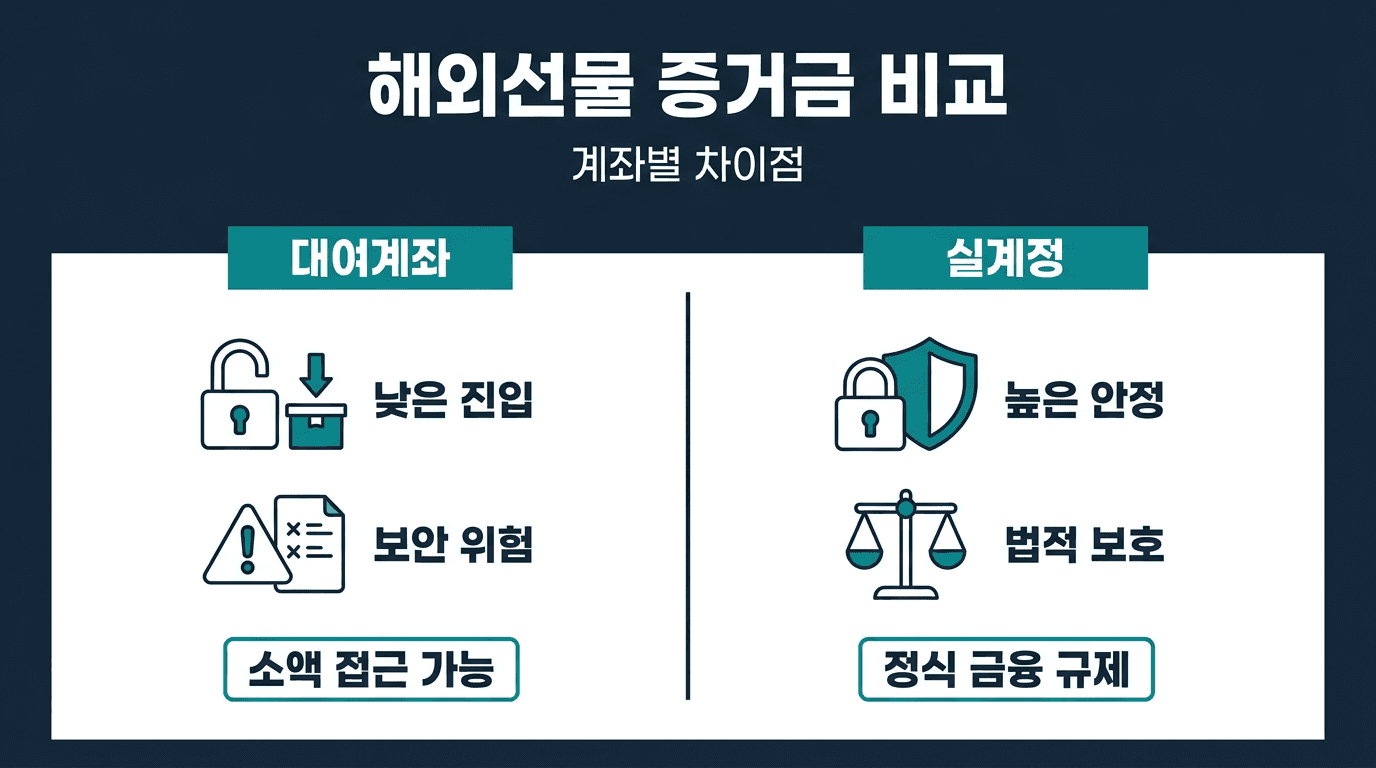 해외선물 대여계좌 증거금과 실계정 최소증거금 80만원 비교