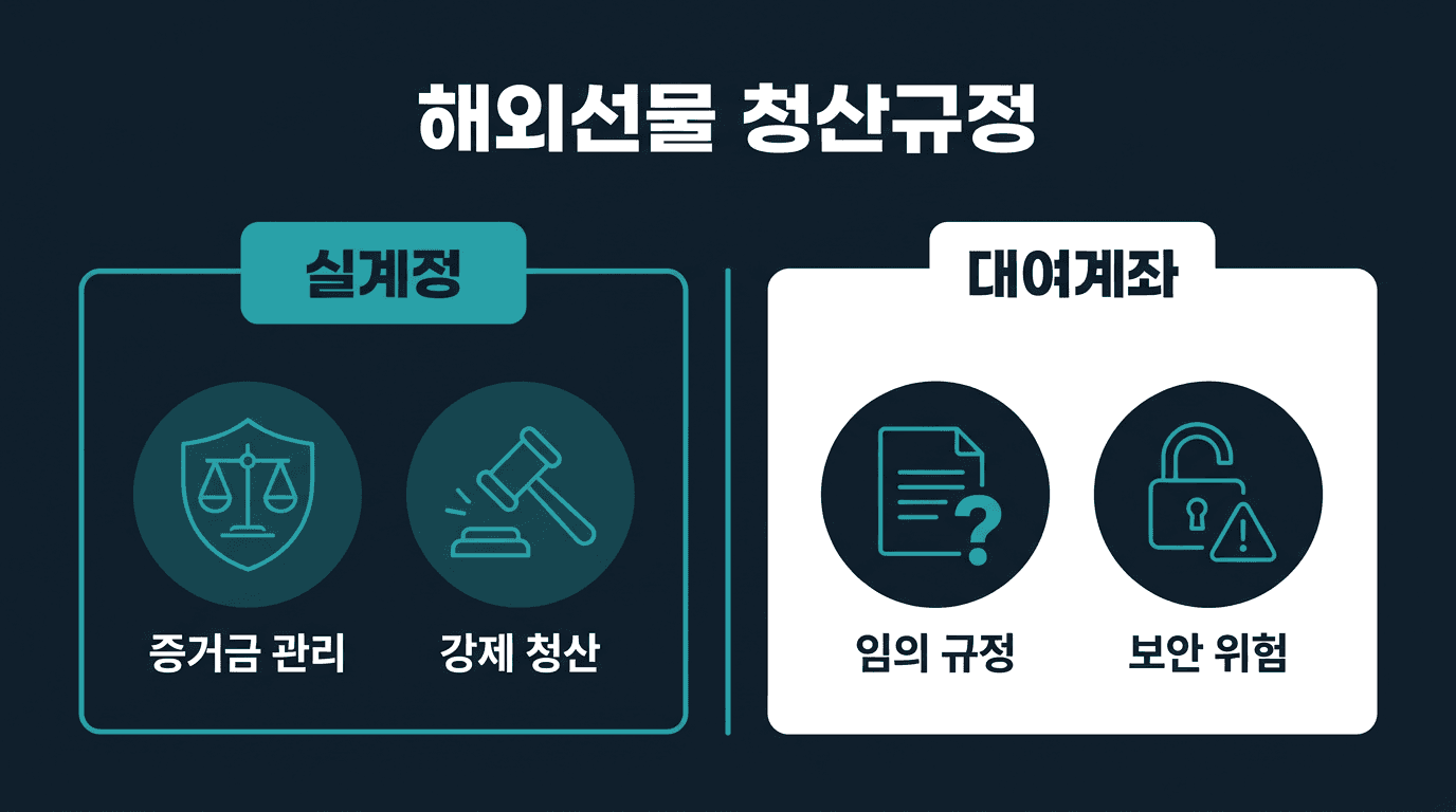해외선물 실계정 청산 규정, 대여계좌와 다른 점
