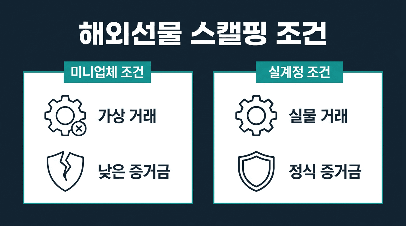 해외선물 미니업체 스캘핑 조건과 실계정 스캘핑 조건