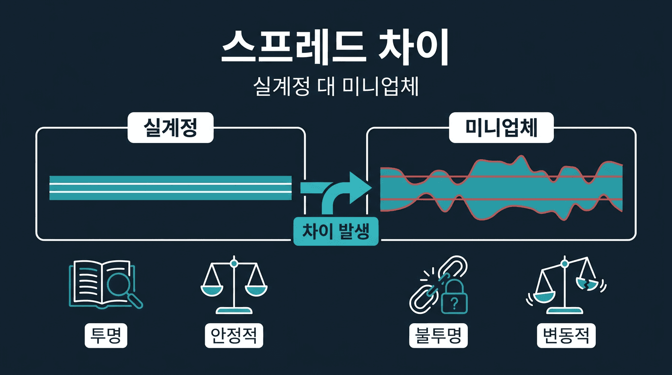 해외선물 미니업체 스프레드와 실계정 스프레드 차이