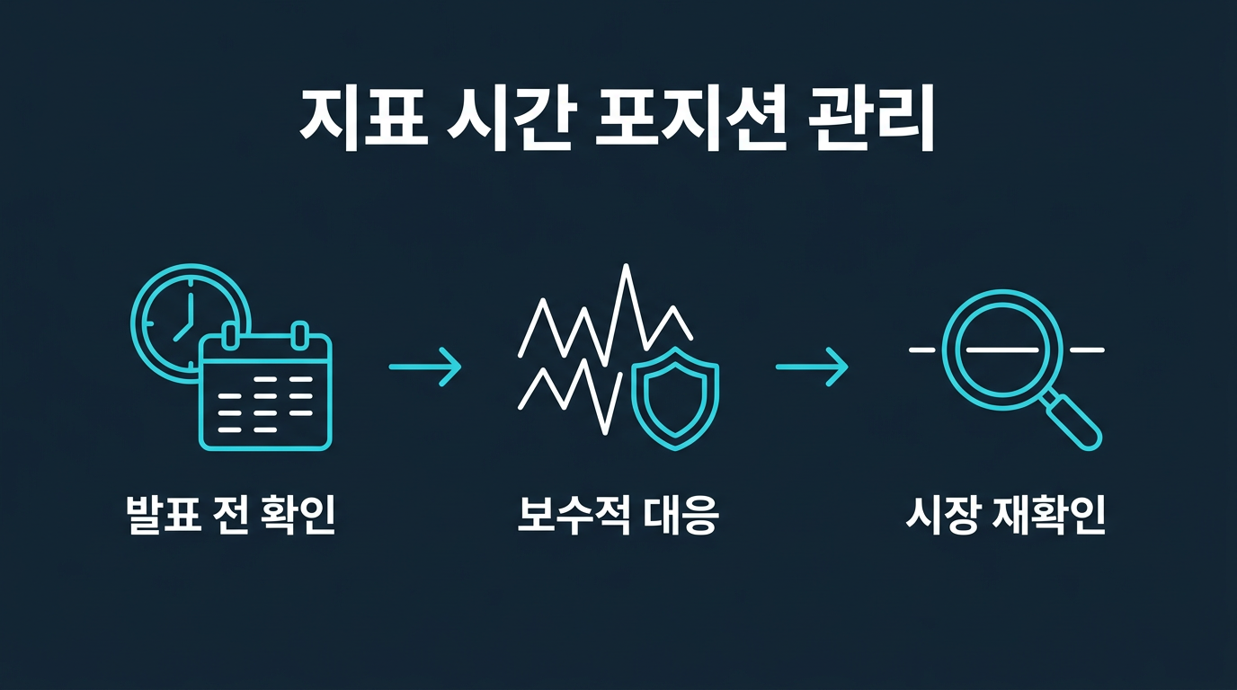 미니계좌 포지션은 지표 발표 시간대에 어떻게 관리하는가? 설명 이미지
