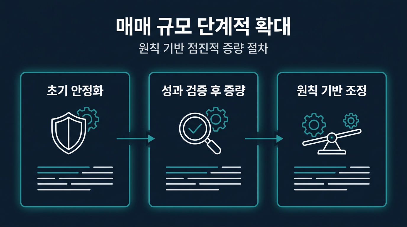 매매 규모를 단계적으로 늘리는 절차는 어떻게 설계하는가? 설명 이미지