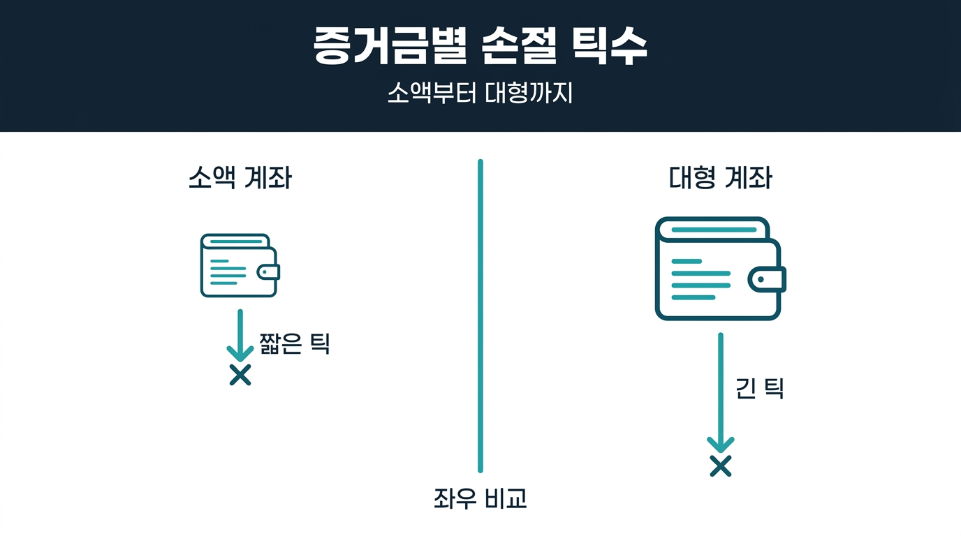 증거금 규모별로 손절 틱수는 어떻게 달라지는가? 설명 이미지