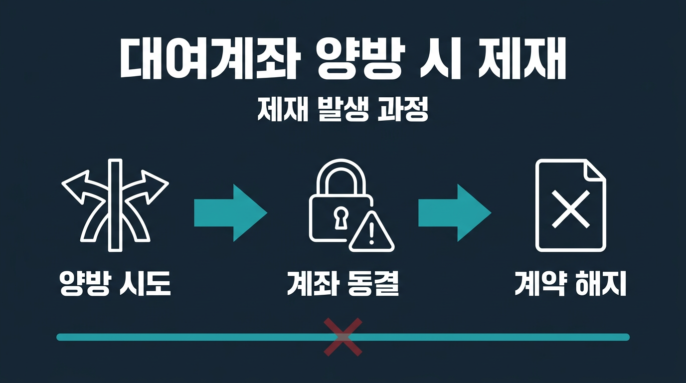 대여계좌에서 양방을 시도하면 어떤 제재가 발생하는가? 설명 이미지
