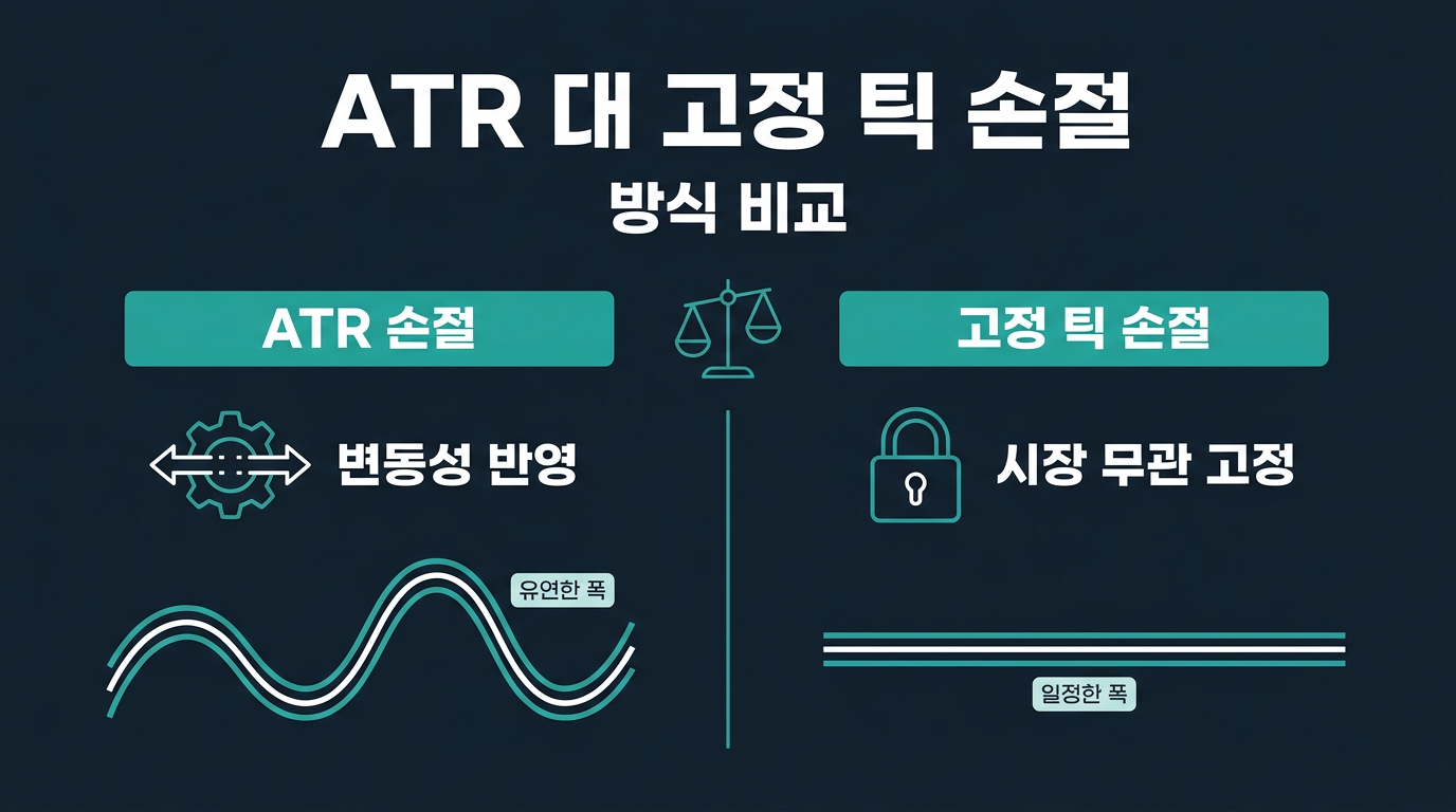 ATR 손절과 고정 틱 손절은 어떤 차이가 있는가? 설명 이미지