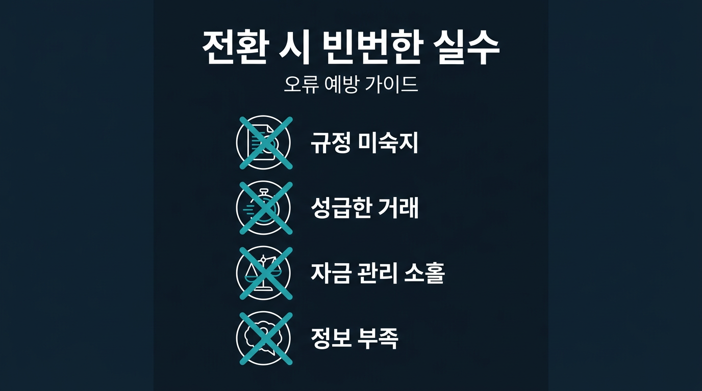 전환 과정에서 자주 발생하는 실수는 무엇인가? 설명 이미지