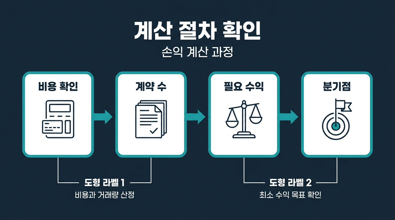 손익 분기점을 실제로 계산하는 절차는 어떻게 되는가? 설명 이미지