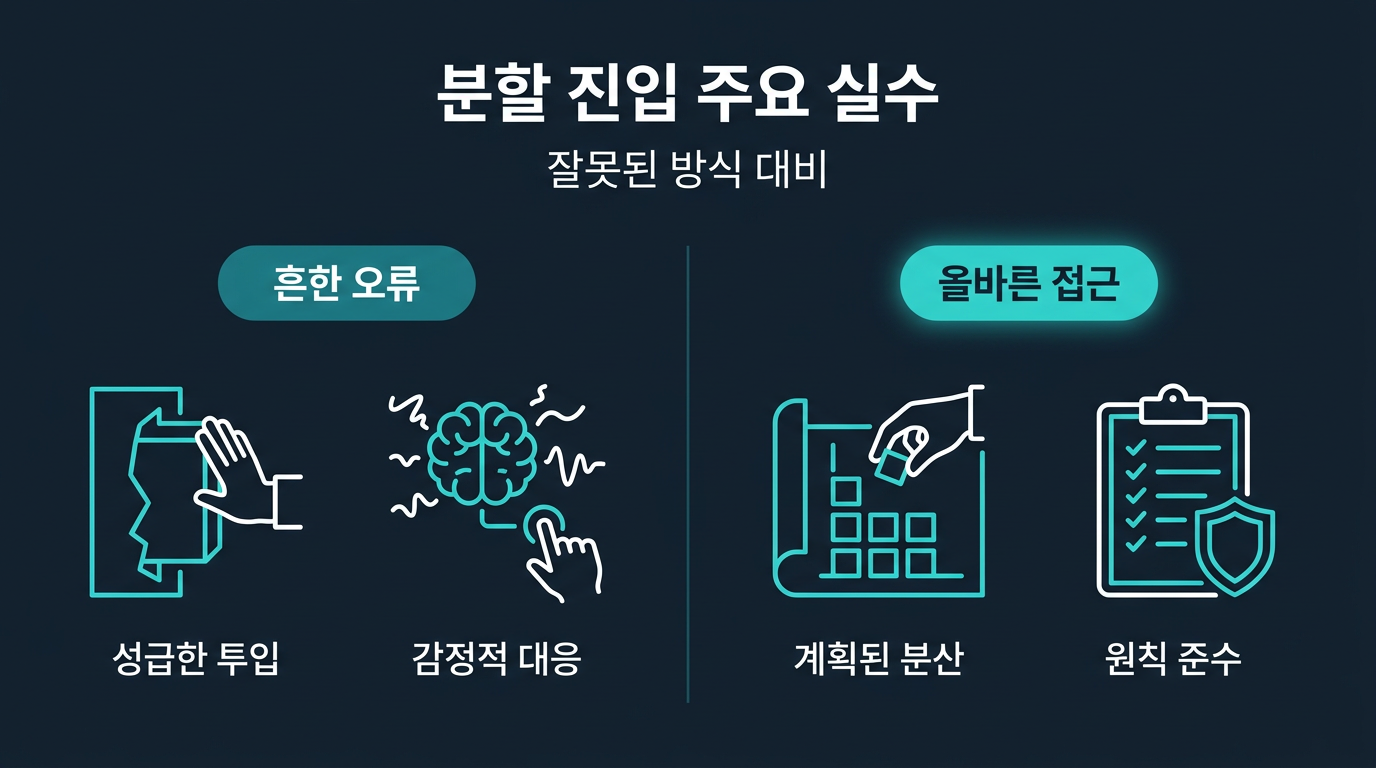 분할 진입할 때 자주 하는 실수는 무엇인가? 설명 이미지