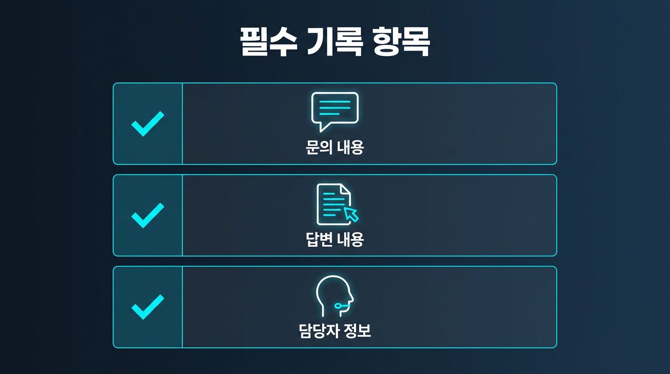 문의 응대 기록이란 정확히 무엇을 남기는 것인가? 설명 이미지