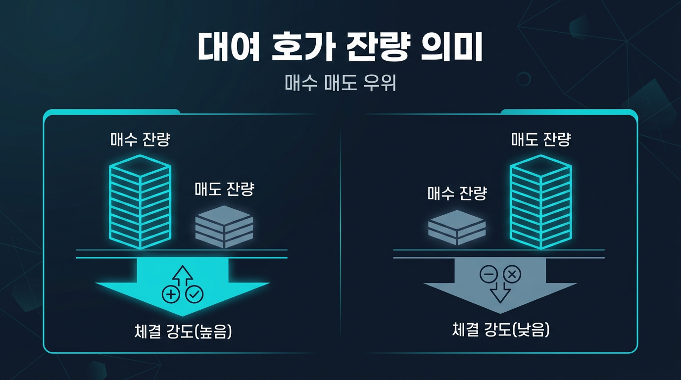 대여계좌 호가창의 잔량 수치는 무엇을 보여주나? 설명 이미지
