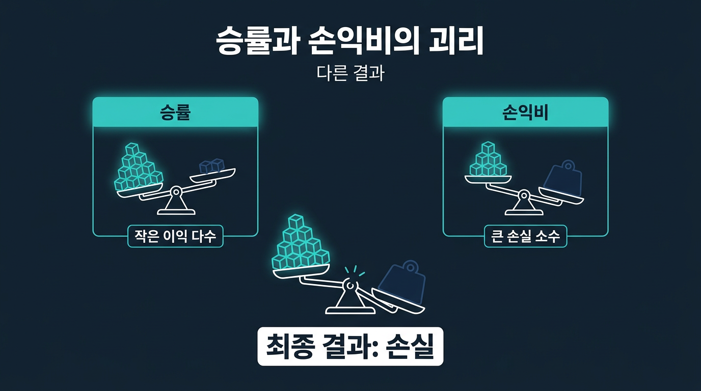승률과 손익비는 왜 서로 다른 이야기를 하는가? 설명 이미지