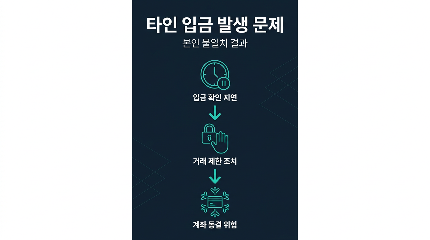 계좌 명의와 입금자명이 다르면 어떤 문제가 생기나요? 설명 이미지