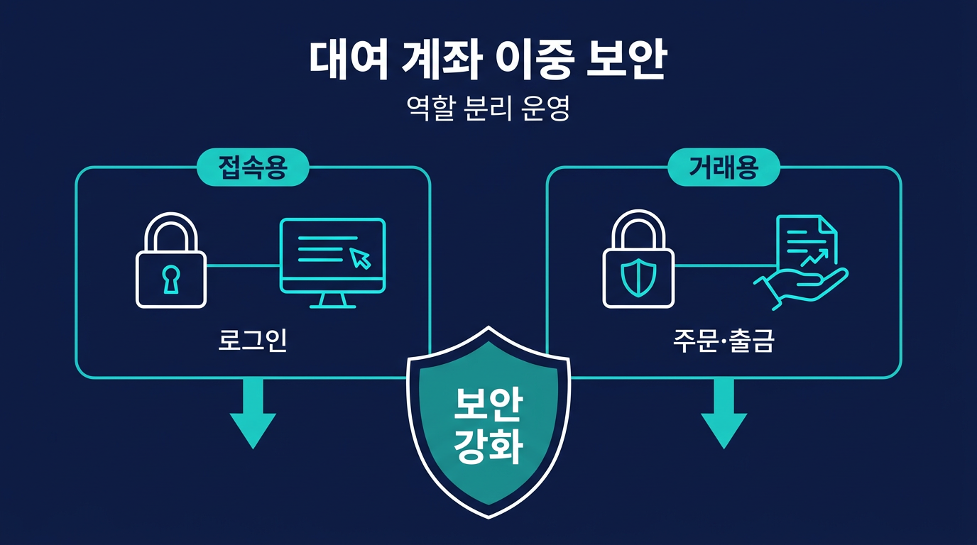 대여업체 계좌의 비밀번호 체계는 왜 두 갈래로 나뉘나요? 설명 이미지