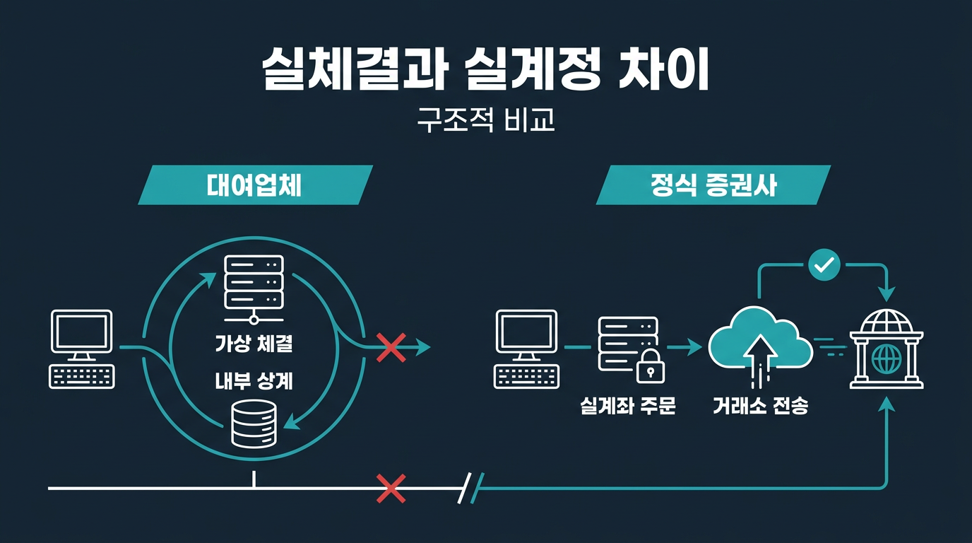 대여업체 실체결과 실계정 체결은 구조적으로 무엇이 다른가? 설명 이미지