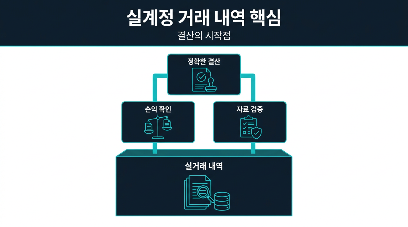 법인계좌 연말 정산 준비는 왜 실계정 거래 내역부터 시작하는가? 설명 이미지