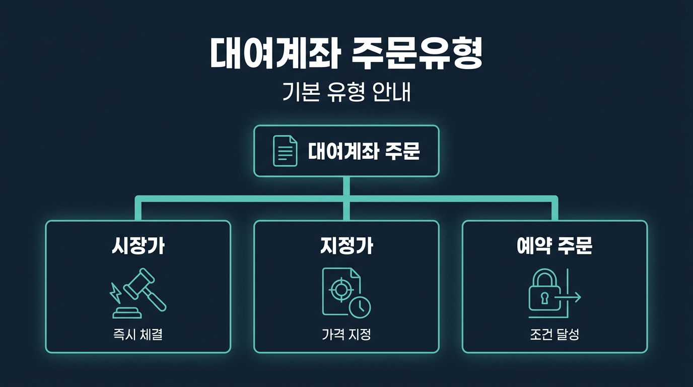 해외선물 대여계좌에서 사용할 수 있는 주문유형은 무엇인가? 설명 이미지