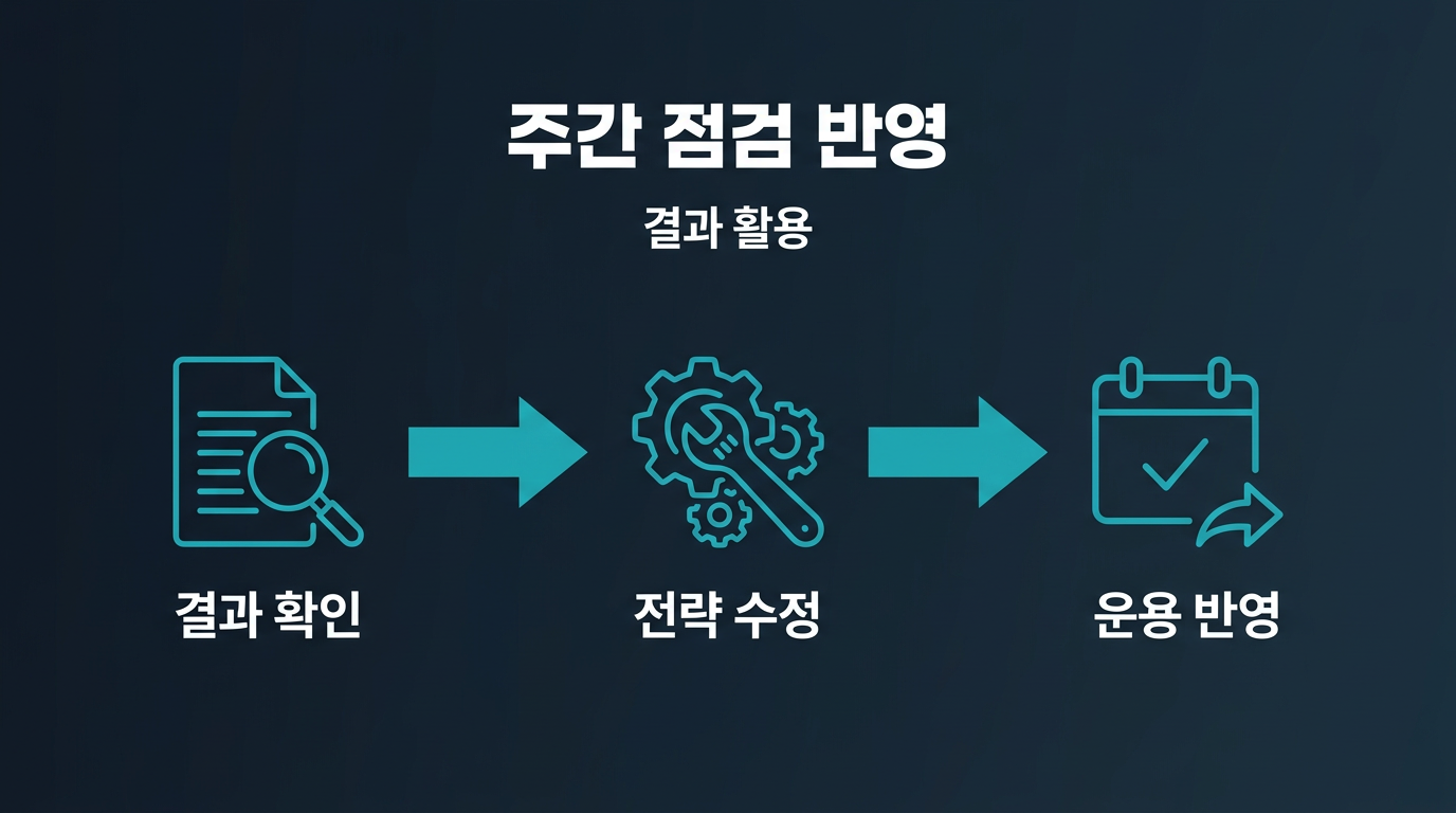 점검 결과를 다음 주 운용 방식에 어떻게 반영하는가? 설명 이미지