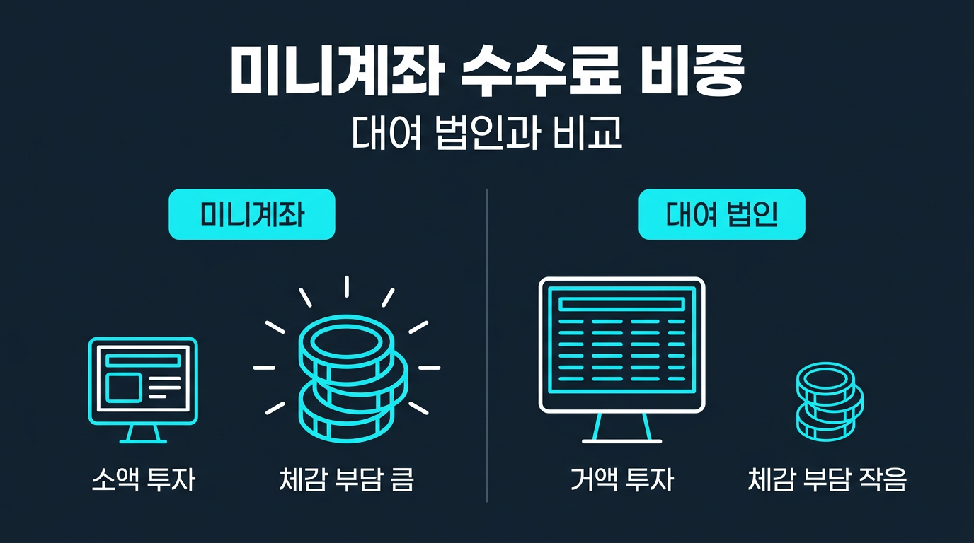 미니계좌와 대여계좌·법인계좌는 수수료 체감도가 왜 다른가? 설명 이미지