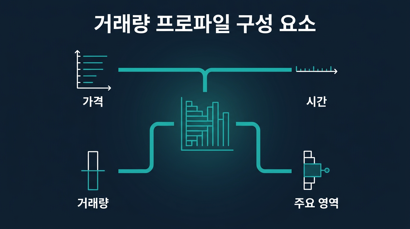 거래량 프로파일은 어떤 구성 요소로 이루어져 있나요? 설명 이미지