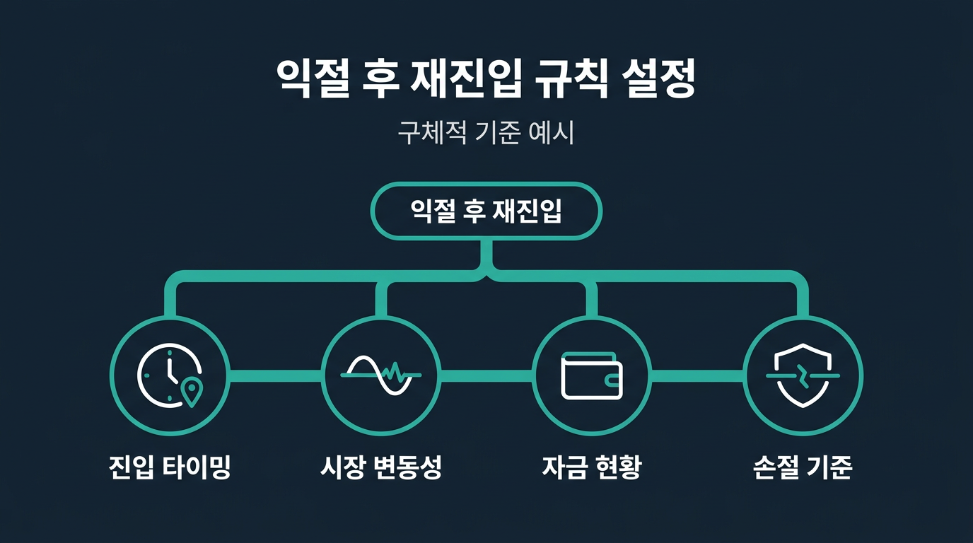 익절 후 재진입 규칙이란 구체적으로 무엇을 정하는 것인가? 설명 이미지