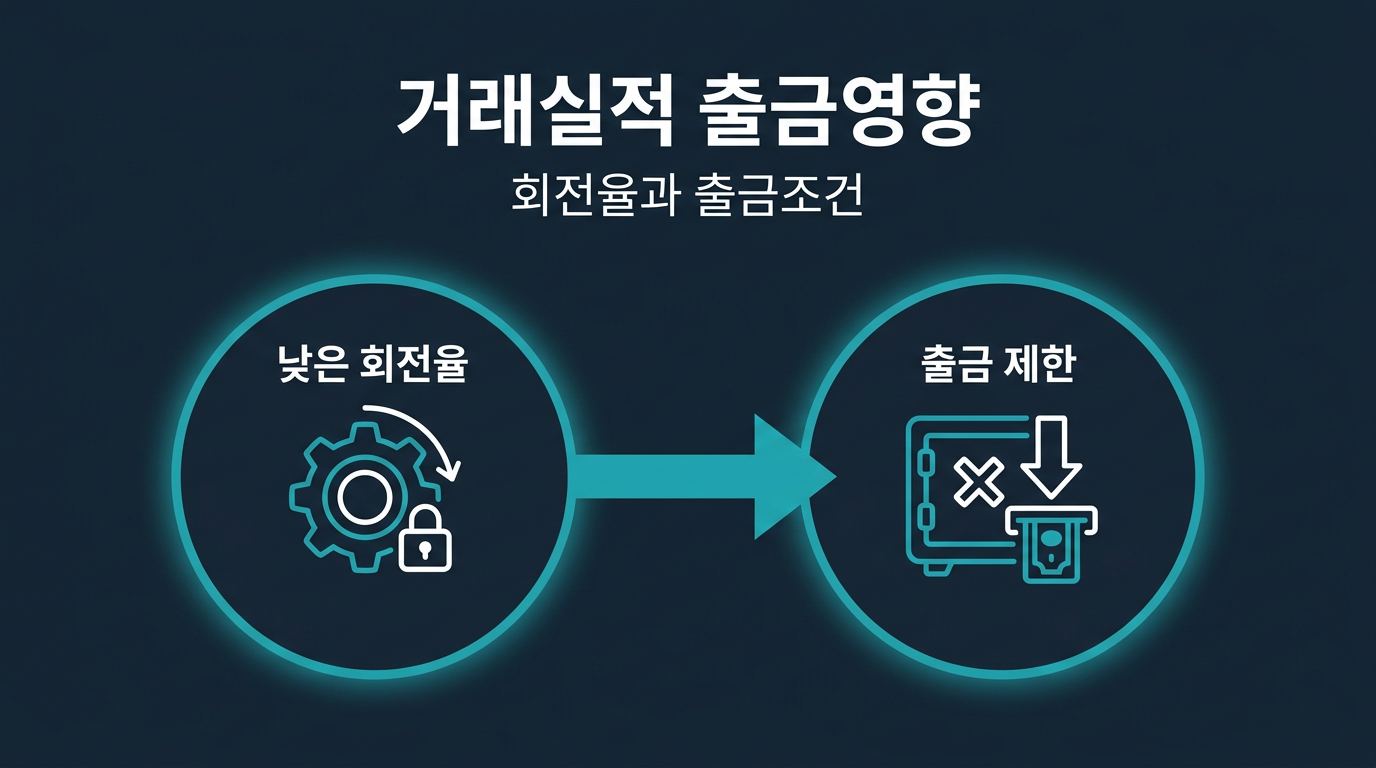 거래 실적(회전율) 조건이 출금에 영향을 주는 이유는? 설명 이미지
