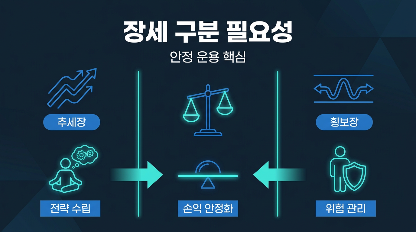 대여계좌 운용에서 추세장과 횡보장을 구분해야 하는 이유는 무엇인가요? 설명 이미지