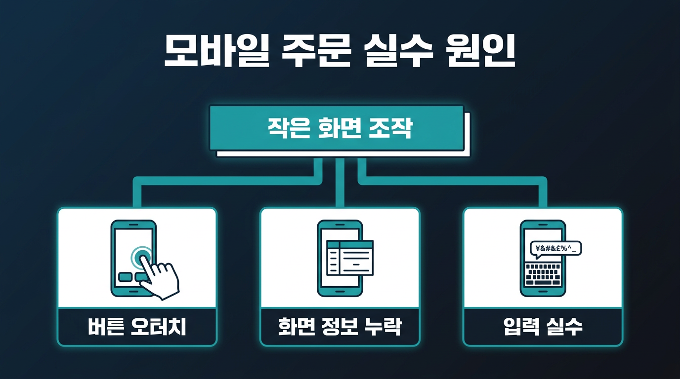 모바일에서 주문 실수가 늘어나는 구체적인 이유는 무엇인가? 설명 이미지