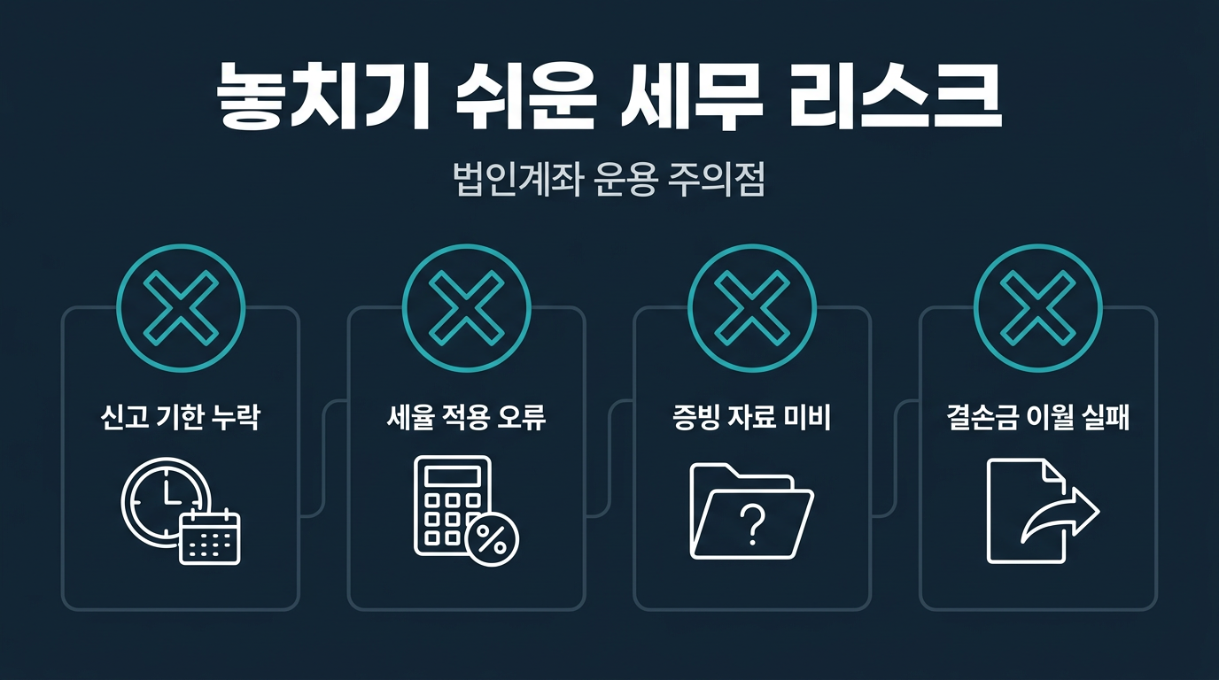 법인계좌 운용 시 흔히 놓치는 세무 리스크는 무엇인가? 설명 이미지