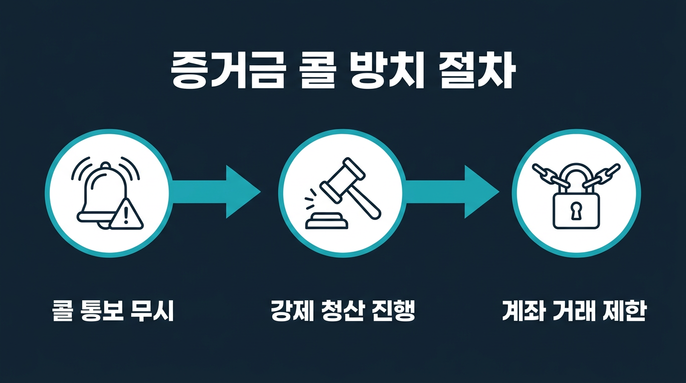 증거금 콜을 방치하면 어떤 절차로 이어지는가? 설명 이미지