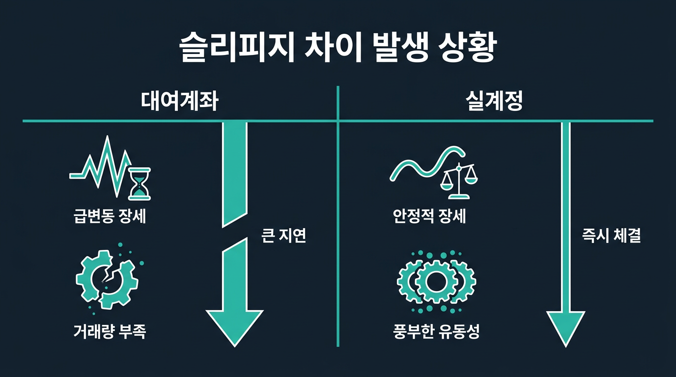슬리피지 차이는 어떤 상황에서 두드러지나요? 설명 이미지