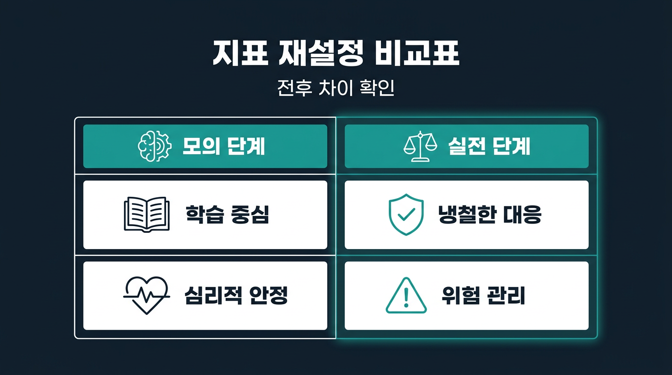 지표 재설정, 표로 정리하면 어떤 차이가 보이는가? 설명 이미지