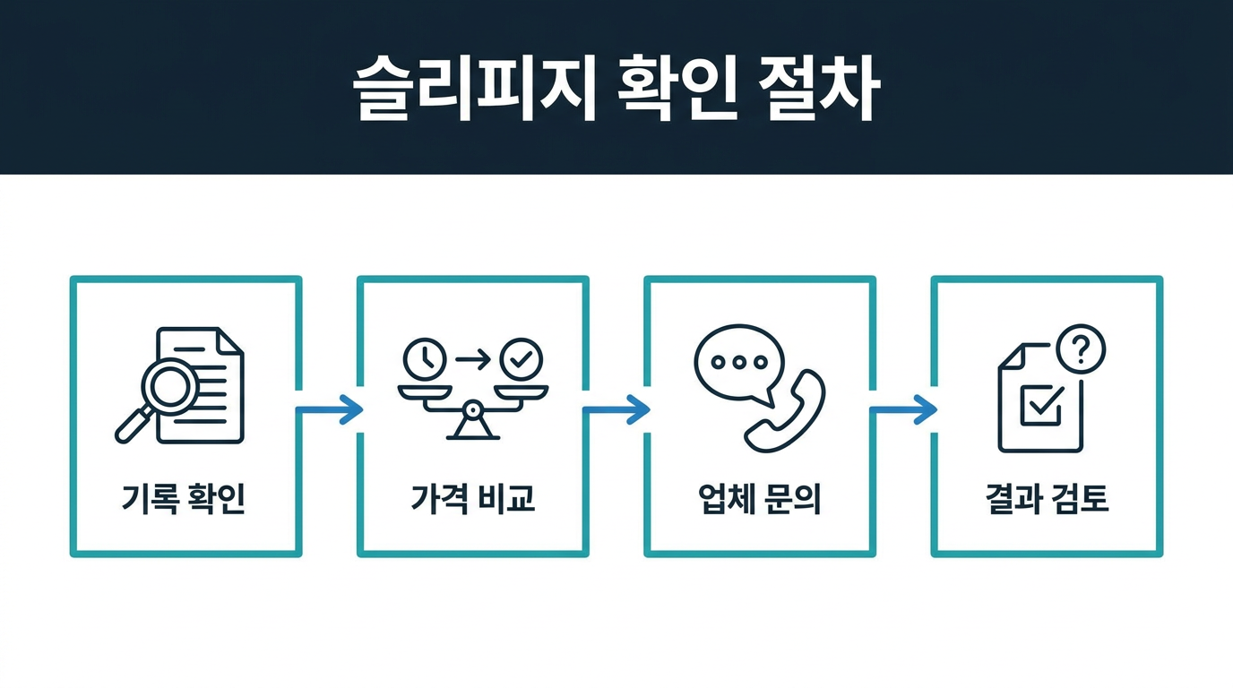 슬리피지 문제를 발견했을 때 어떤 절차로 확인해야 하는가? 설명 이미지