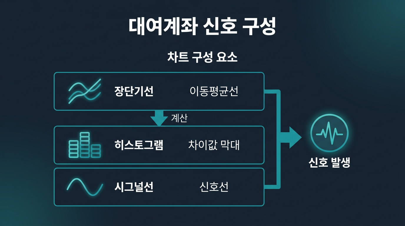 MACD 신호는 대여계좌 차트에서 어떻게 구성되나요? 설명 이미지