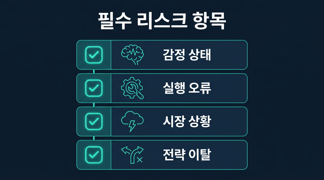 손익 외에 반드시 남겨야 하는 리스크 항목은 무엇인가요 설명 이미지