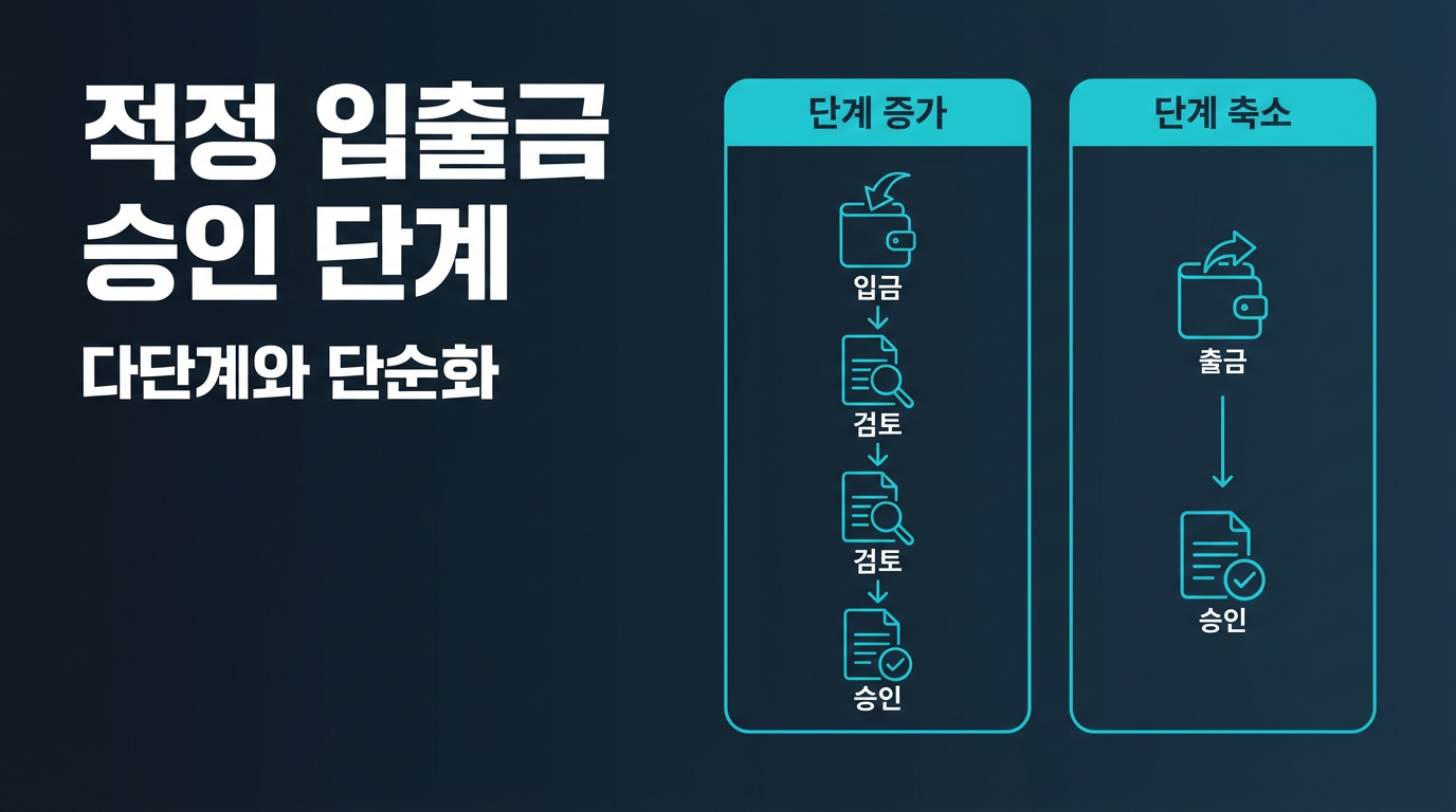 입출금 승인 단계는 몇 단계로 나누는 것이 적절한가? 설명 이미지