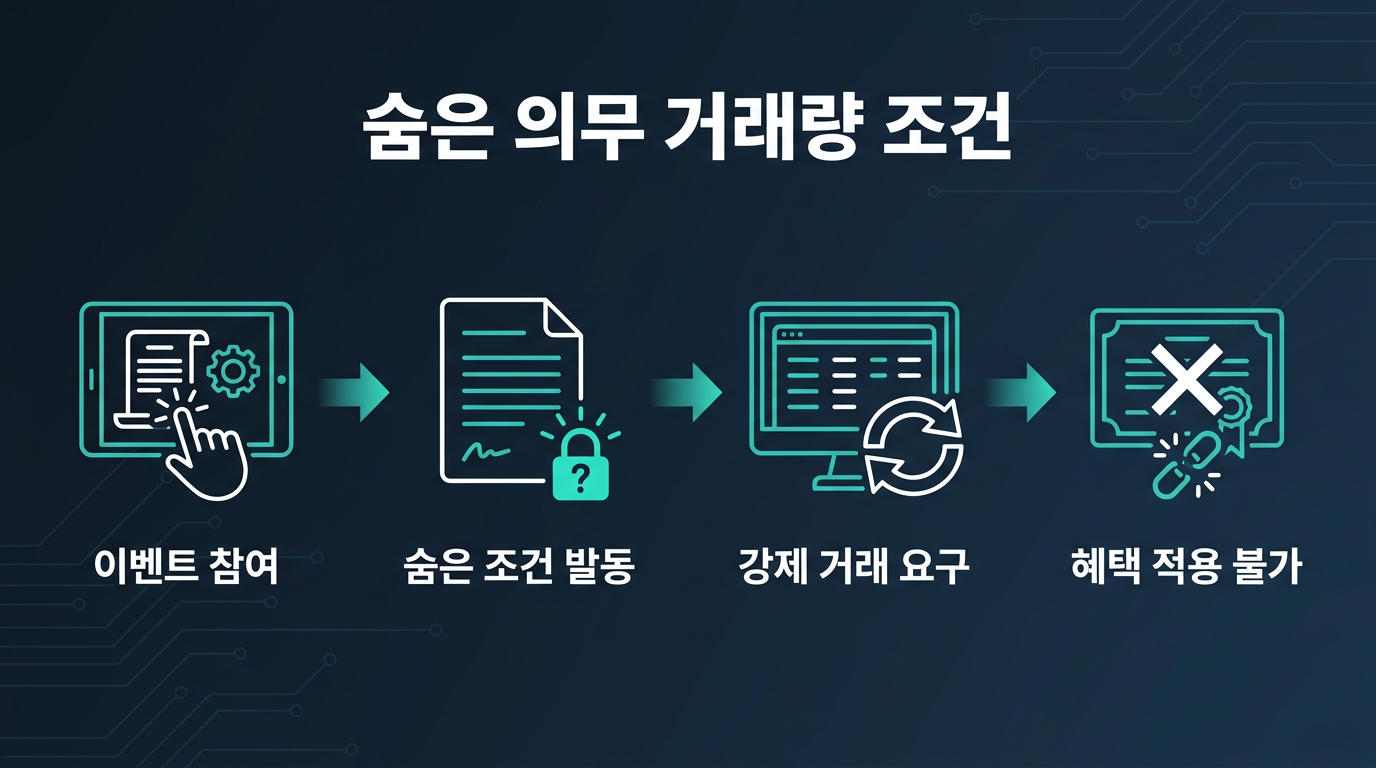 수수료 이벤트의 의무 거래량 조건은 정확히 무엇을 말하는가? 설명 이미지