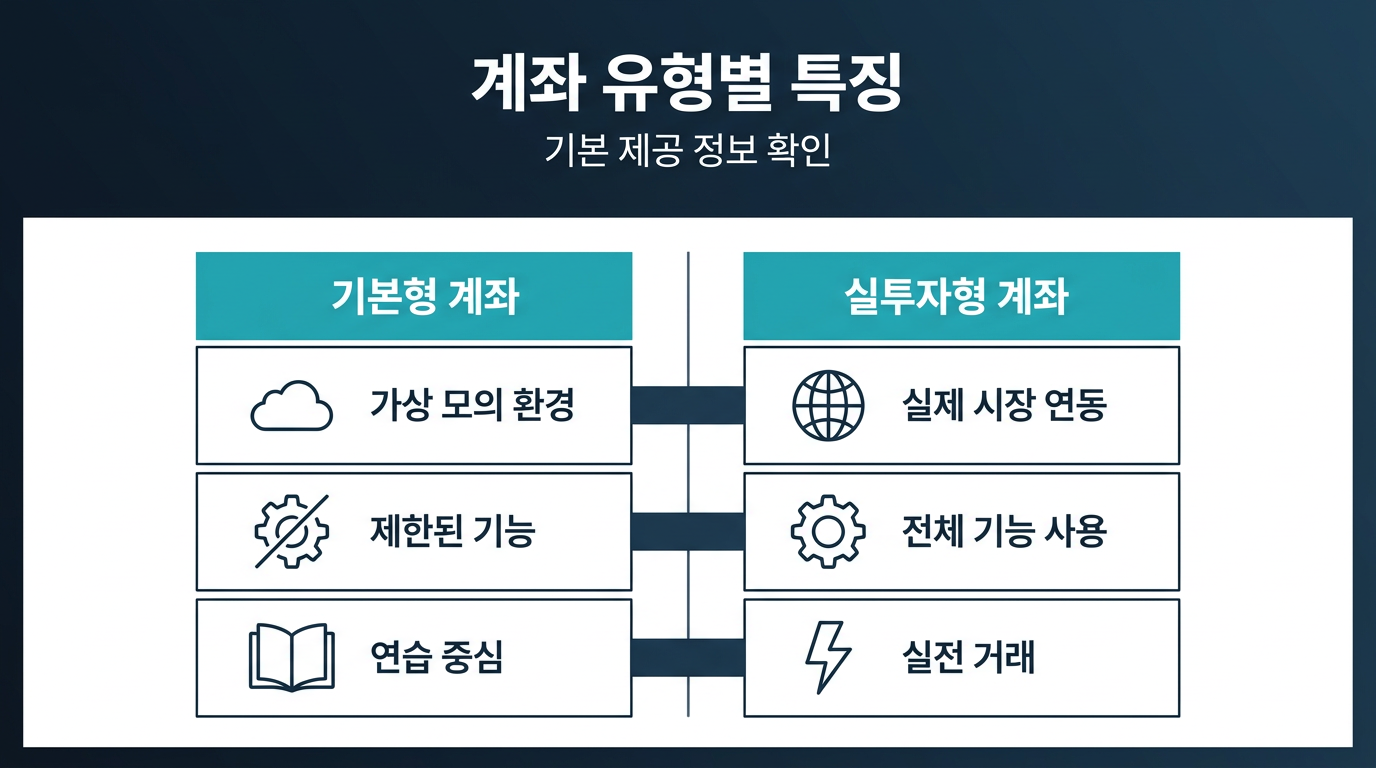 표로 보는 계좌 유형별 기본 정보 설명 이미지