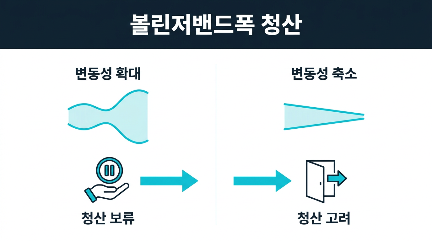 볼린저밴드 폭은 미니계좌 청산 관리에 어떻게 활용되나? 설명 이미지