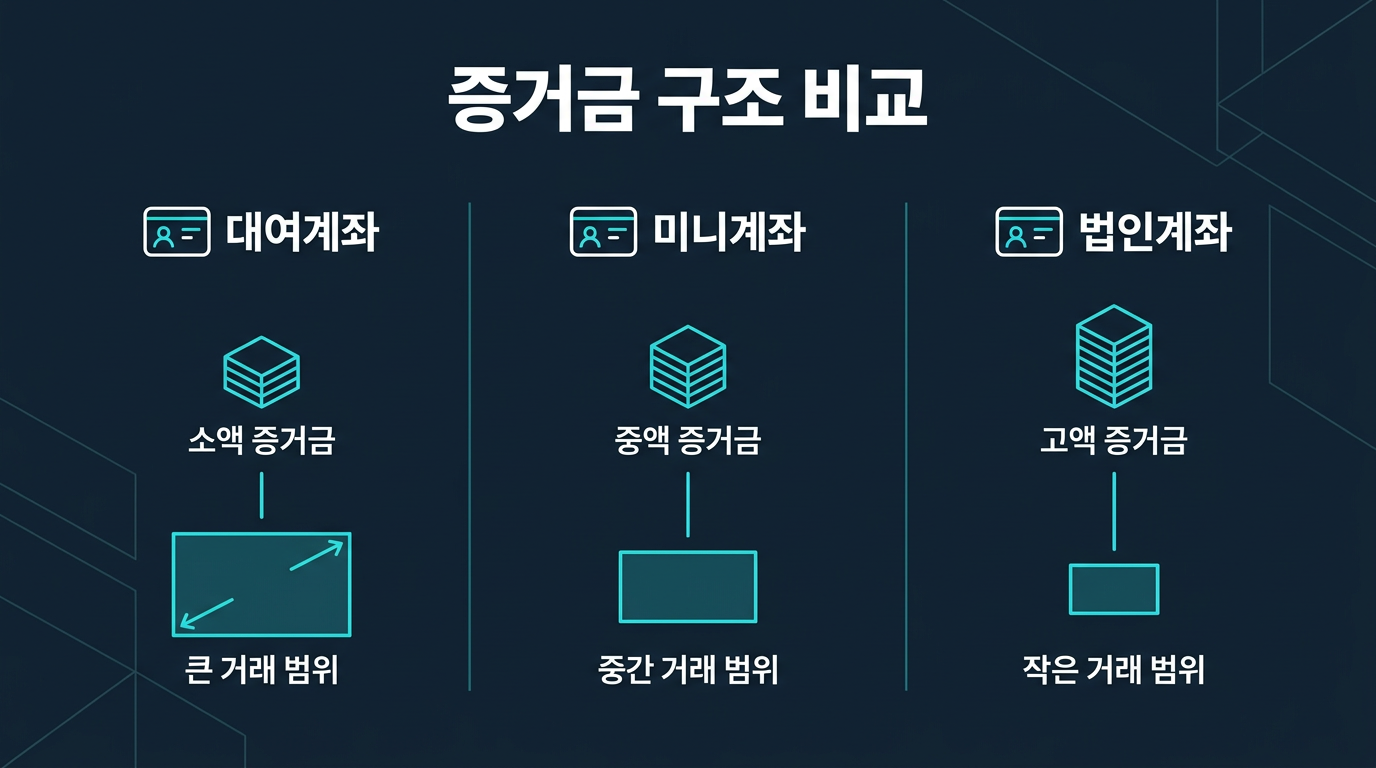 대여계좌·미니계좌·법인계좌 증거금 구조는 어떻게 다른가? 설명 이미지