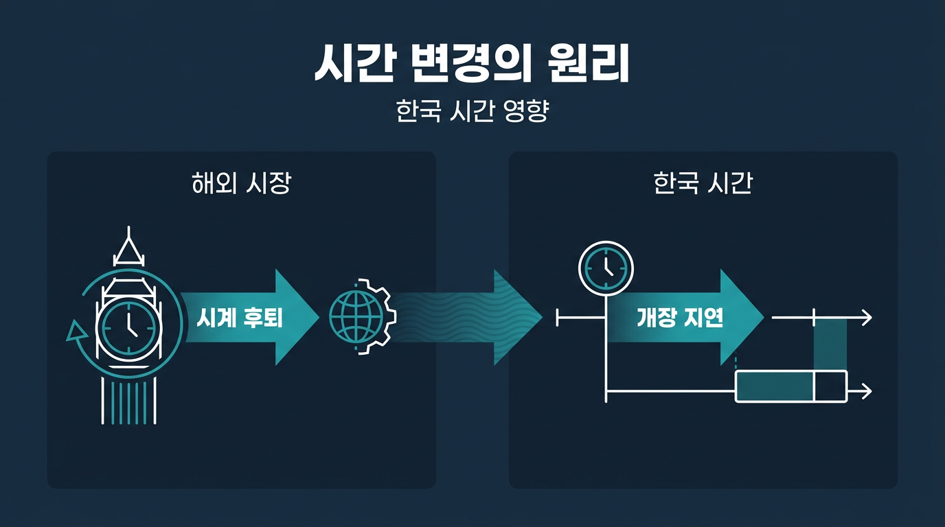 서머타임 해제는 왜 한국 시간 거래시간을 바꾸나요? 설명 이미지