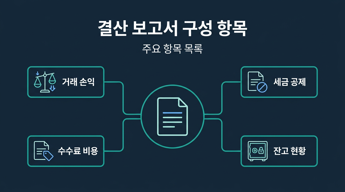 결산 보고서는 어떤 항목으로 구성되나요? 설명 이미지