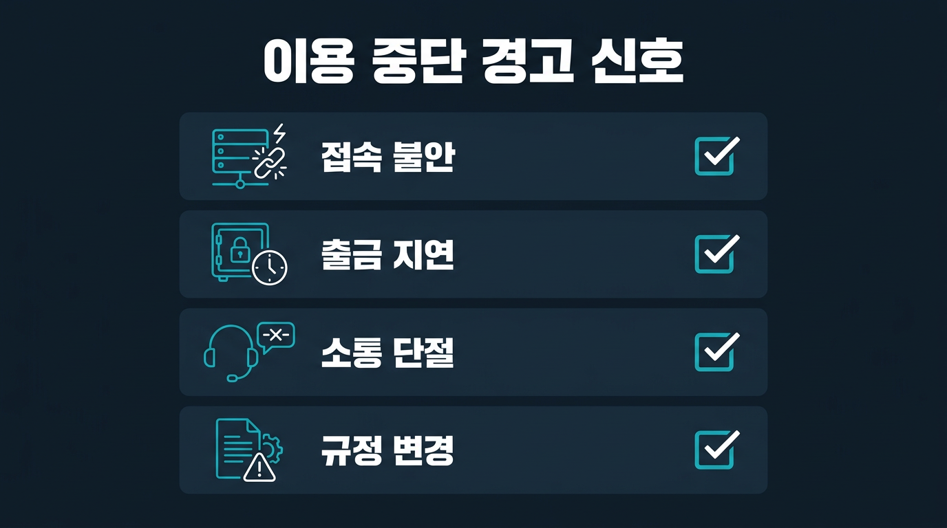 미니업체 이용 중단을 고려해야 하는 신호는 무엇인가? 설명 이미지