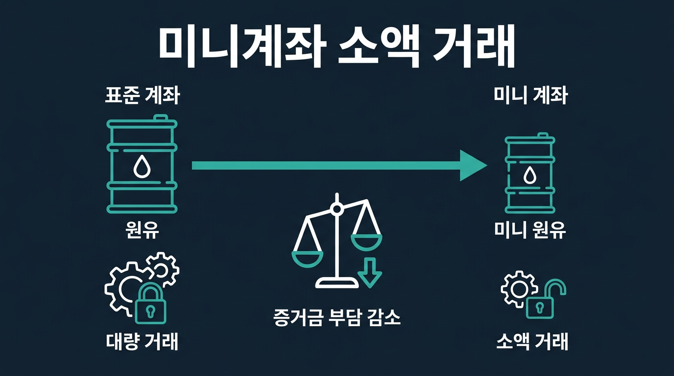 미니계좌로 미니 원유를 거래한다는 것은 무엇을 의미하는가? 설명 이미지