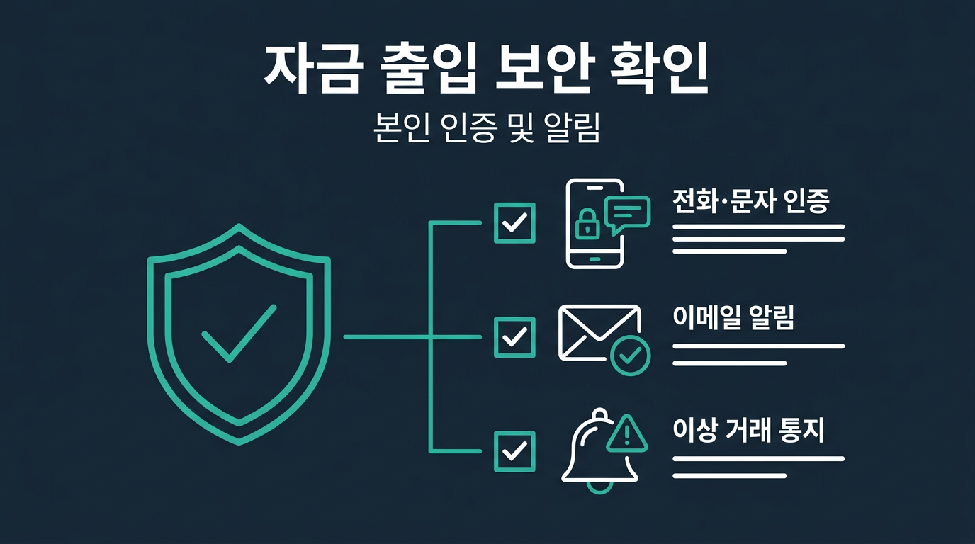 자금 출입 관련 보안 항목은 무엇을 확인하나? 설명 이미지