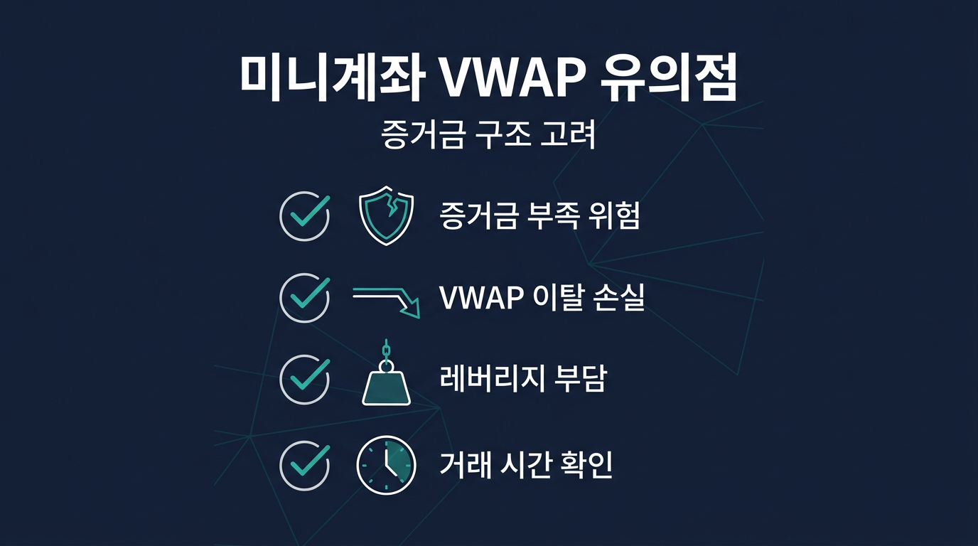 미니계좌 증거금 구조에서 VWAP 진입 시 유의할 점은 무엇인가? 설명 이미지