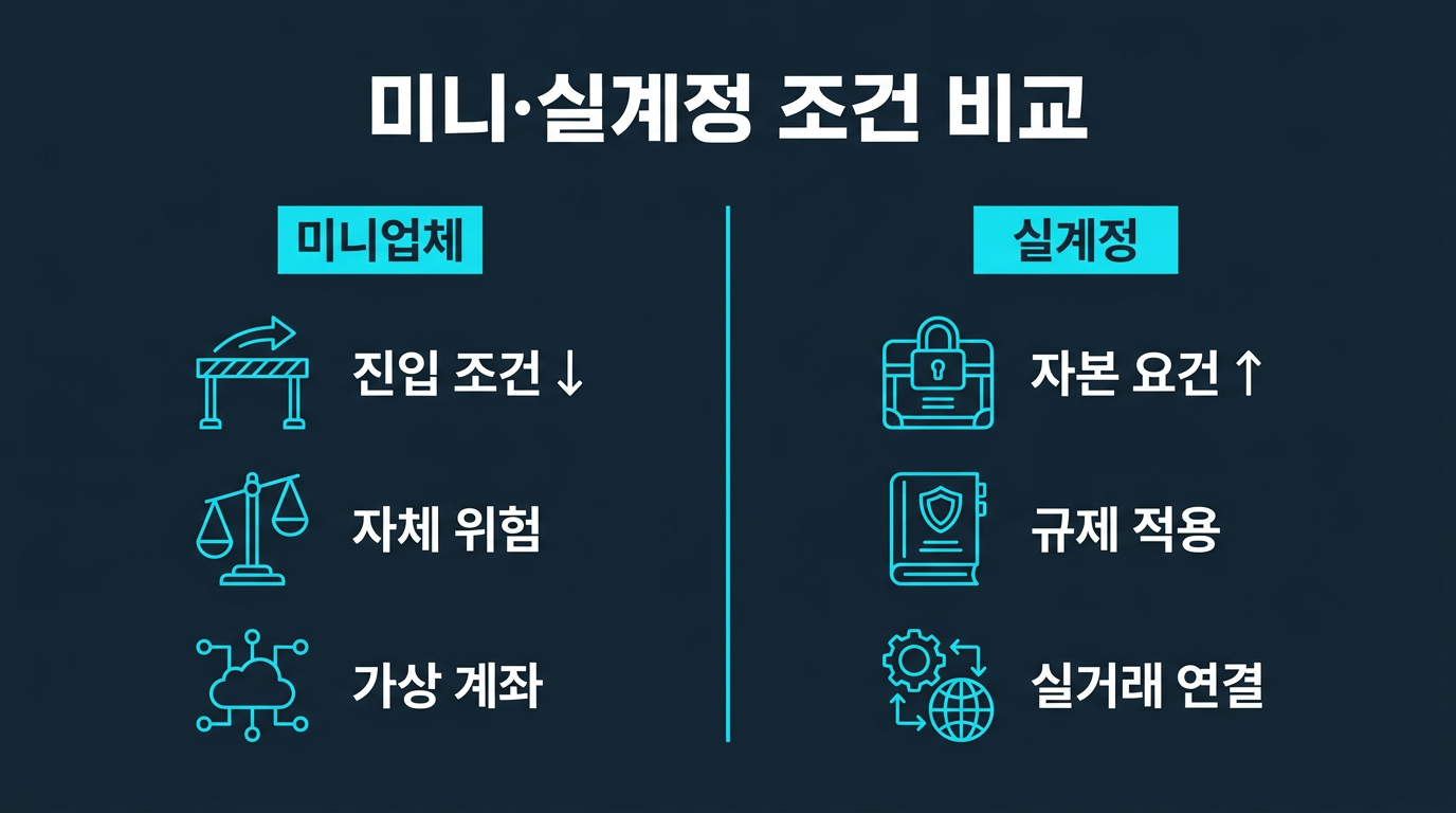 실계정법인계좌 조건은 미니업체와 어떤 차이가 있는가? 설명 이미지