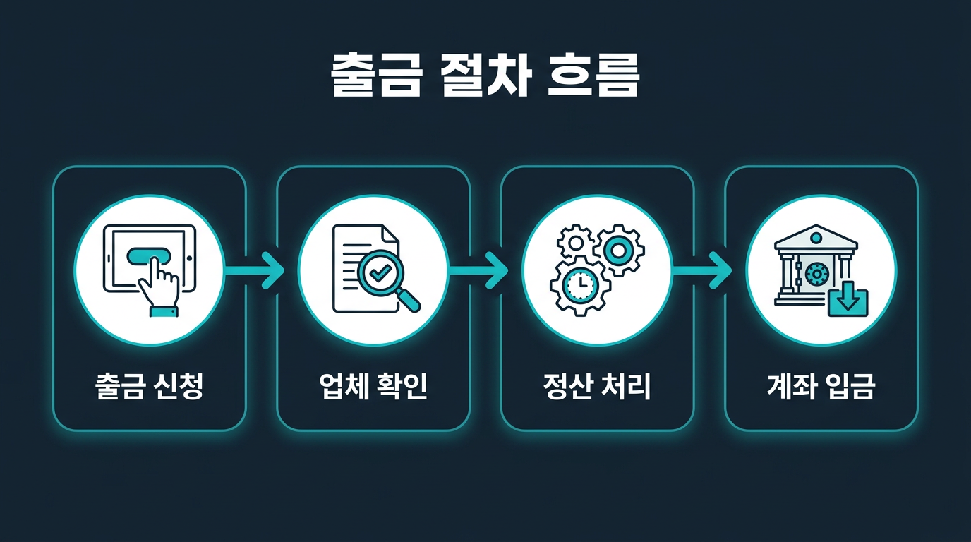 출금 신청부터 입금까지 절차는 어떻게 진행되나? 설명 이미지