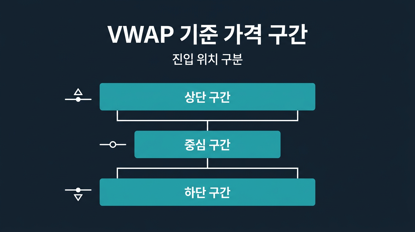 VWAP 대비 가격 위치를 몇 구간으로 나눠 보는가? 설명 이미지