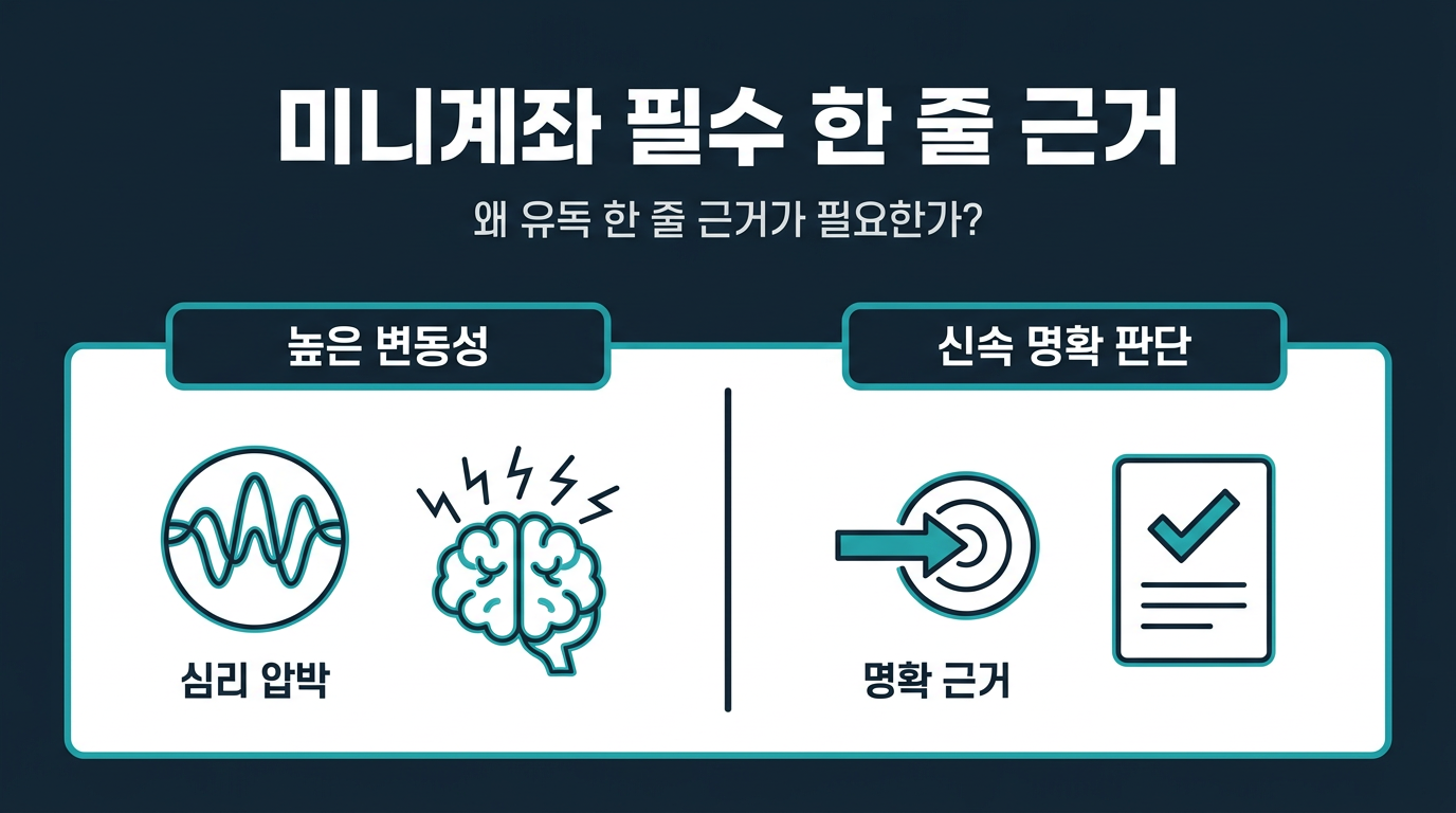 왜 미니계좌에서 유독 한 줄 근거가 필요한가? 설명 이미지
